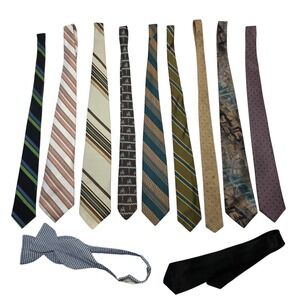 Vintage Silk & Polyester Necktie Lot 11pc Mixed Brands Hudsons Wembley Don Loper